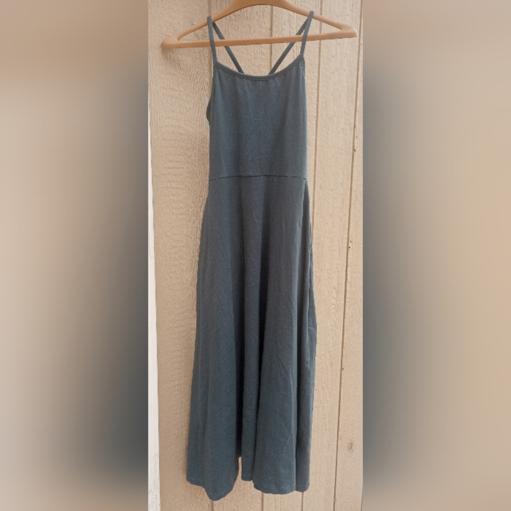 Pact Green Size Small Fit And Flare Midi Dress